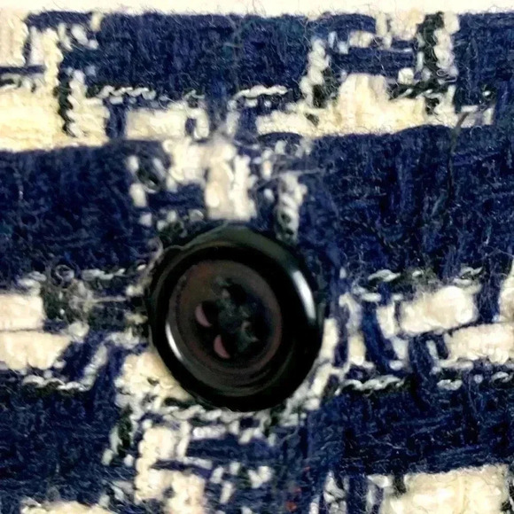 Atak  Collection White w Blue Wool Blend Skirt Size 38 - Picture 5 of 11